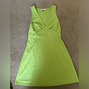 Green v-neck dress